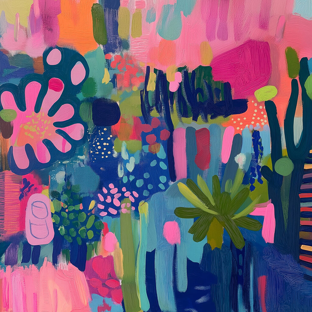 Colorful painting of flowers and plants Colorful painting of flowers and plants