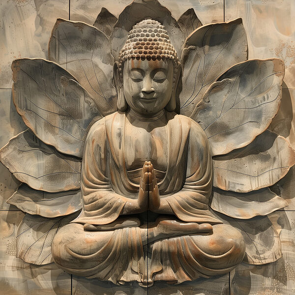Stone statue of a person sitting in a lotus pose Stone statue of a person sitting in a lotus pose