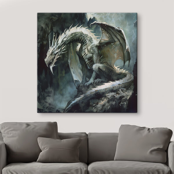 Cuadros Cuadros Un dragón sentado sobre una roca (SKU: s40776)