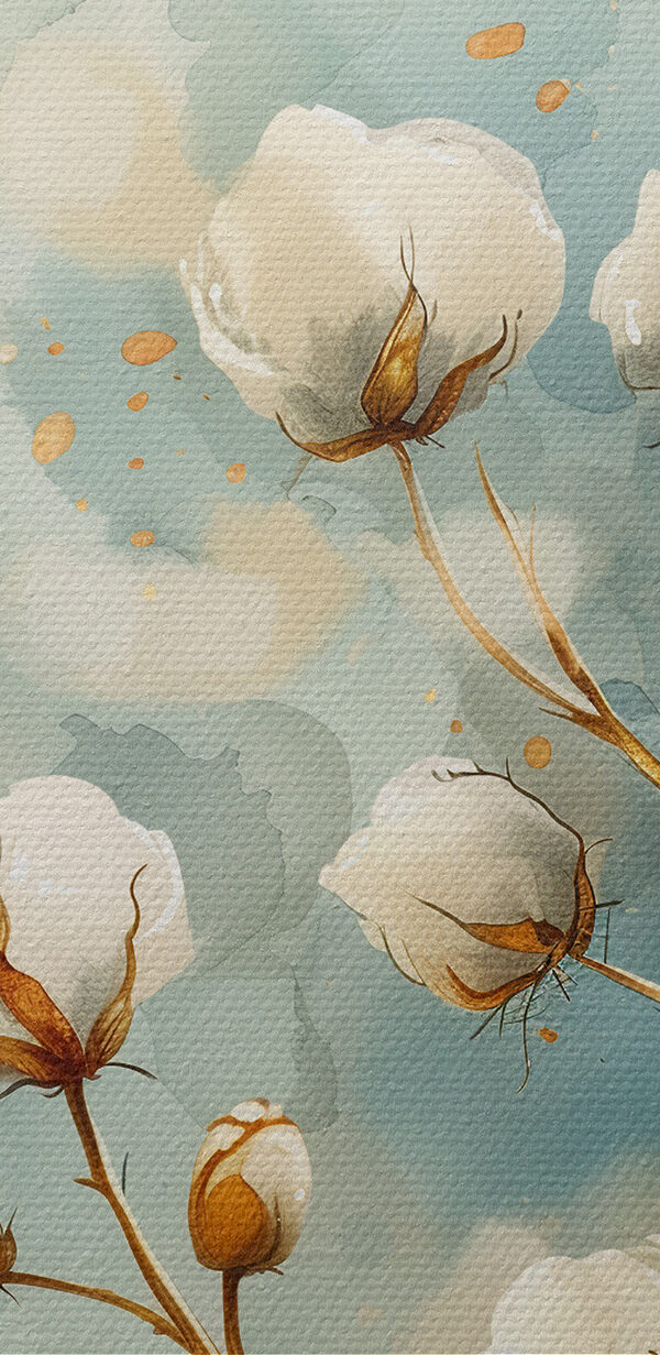 Watercolor of cotton flowers