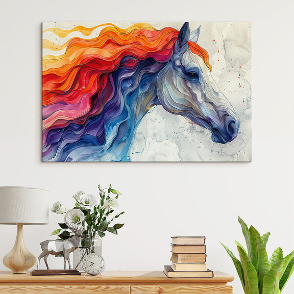 Cuadros Cuadro de un caballo con crines de colores (SKU: s40791) Cuadros Cuadros Cuadro de un caballo con crines de colores (SKU: s40791)