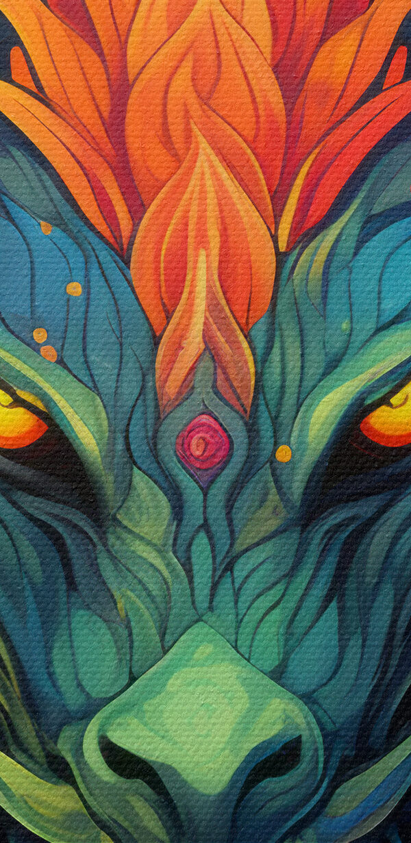 Colorful dragon with horns
