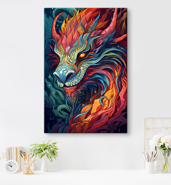 Cuadros Cuadros Una colorida ilustración de un dragón (SKU: s40835)