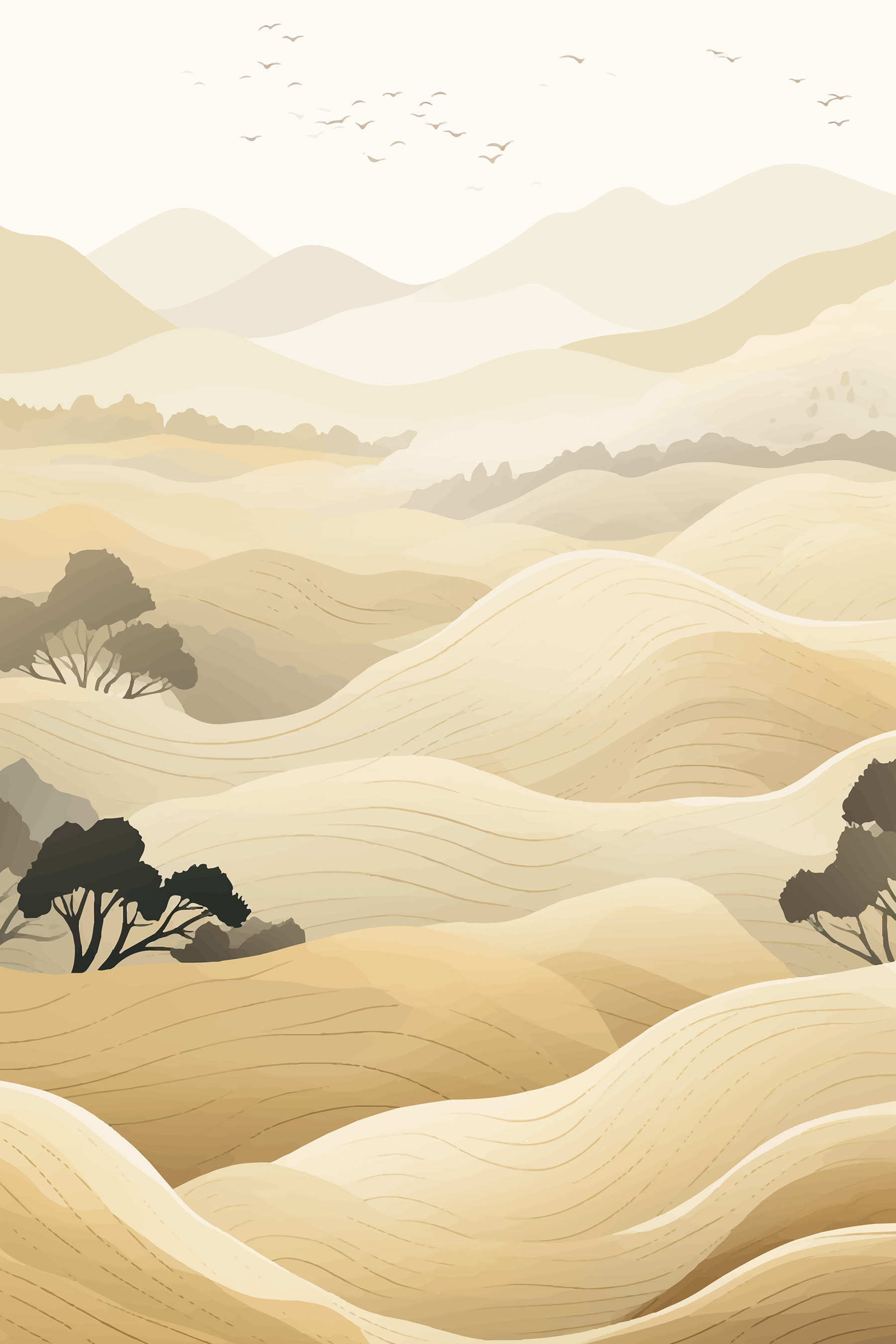 Landscape of hills with trees Landscape of hills with trees