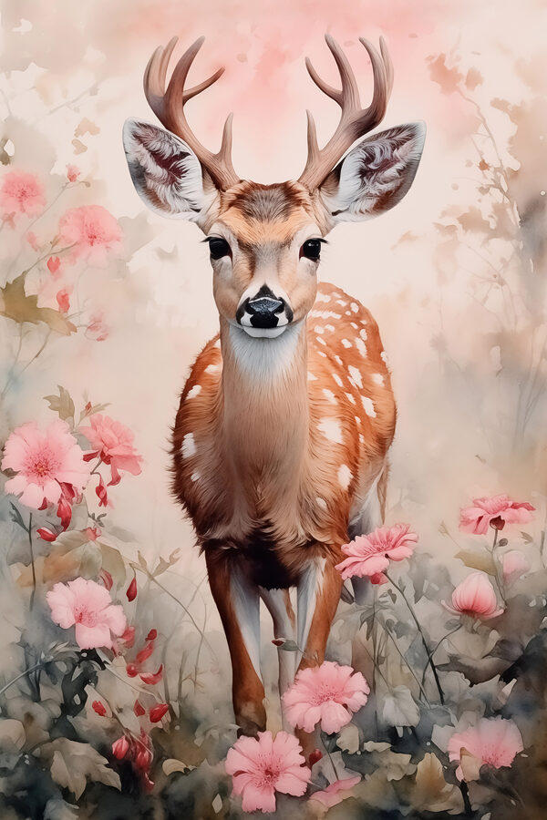 Deer in a field of flowers Deer in a field of flowers