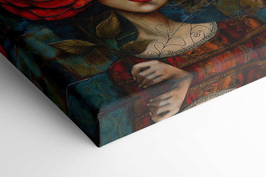 Painting of a girl holding a rose