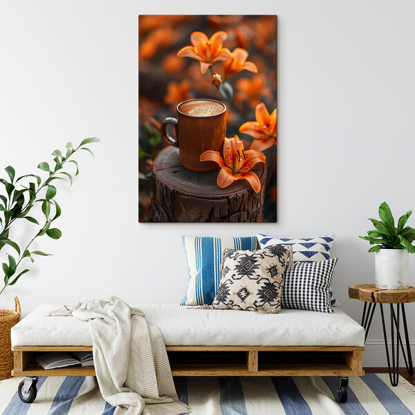Cuadros Taza de café y flores de naranjo (SKU: s40908) Cuadros Cuadros Taza de café y flores de naranjo (SKU: s40908)