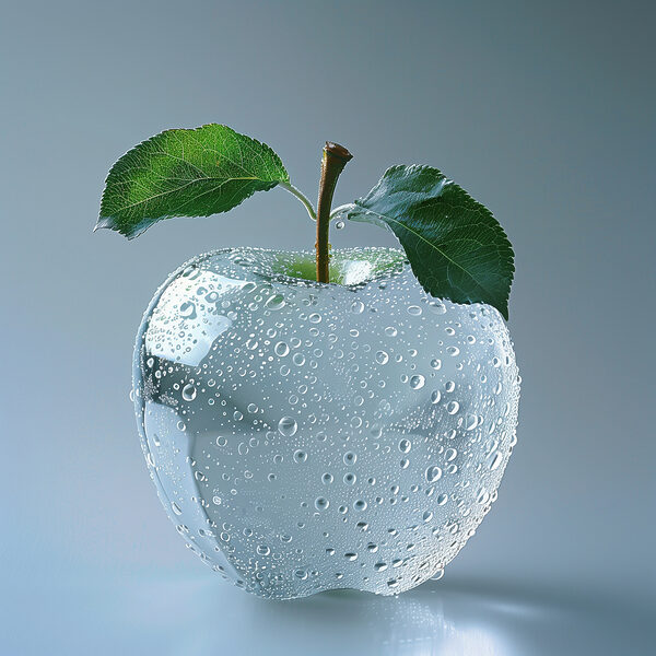 Clear apple with water drops on it Clear apple with water drops on it
