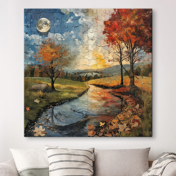 Cuadros Rompecabezas de un río con árboles y una luna (SKU: s40920) Cuadros Cuadros Rompecabezas de un río con árboles y una luna (SKU: s40920)