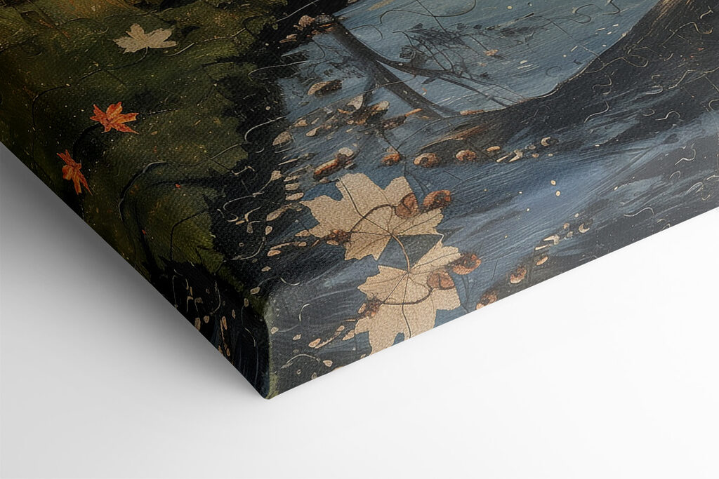 Puzzle of a river with trees and a moon Puzzle of a river with trees and a moon