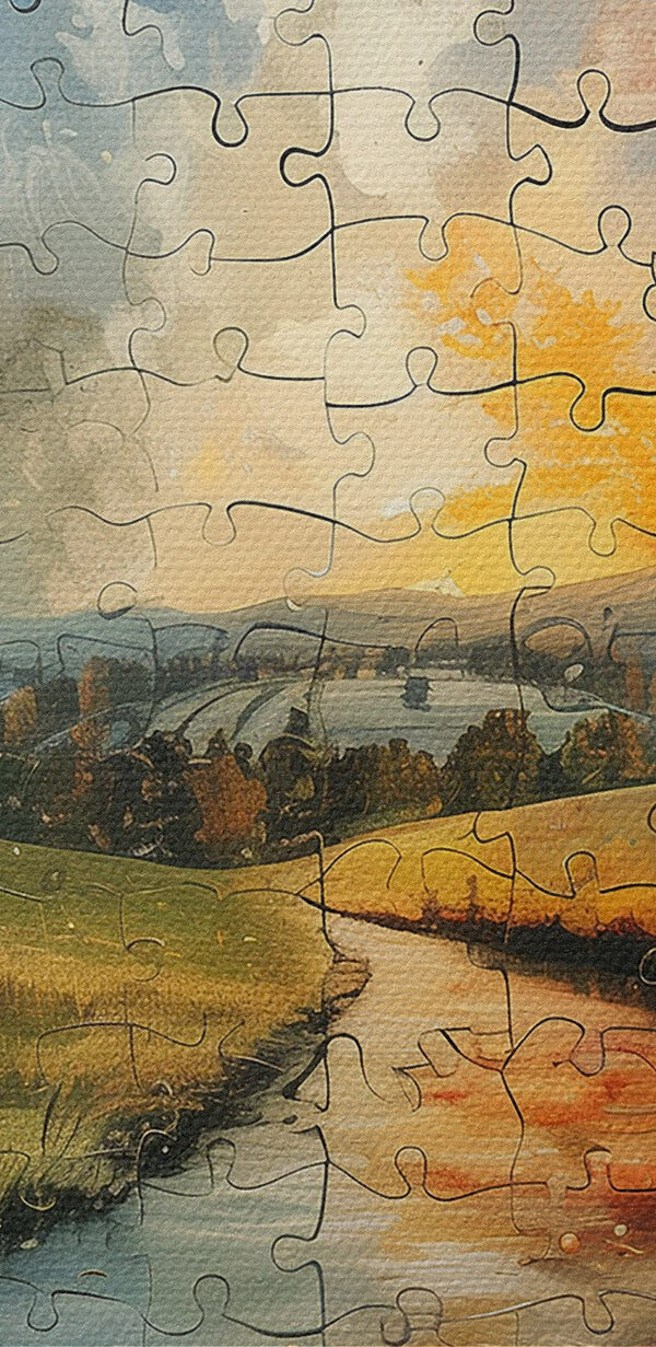Puzzle of a river with trees and a moon Puzzle of a river with trees and a moon