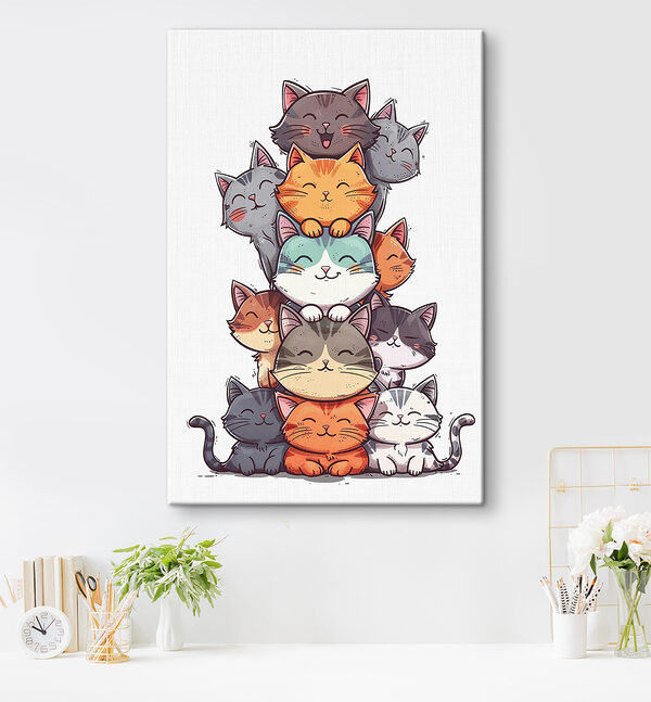 Cuadros Cuadros Una pila de gatos con las cabezas apiladas unas sobre otras (SKU: s40925)