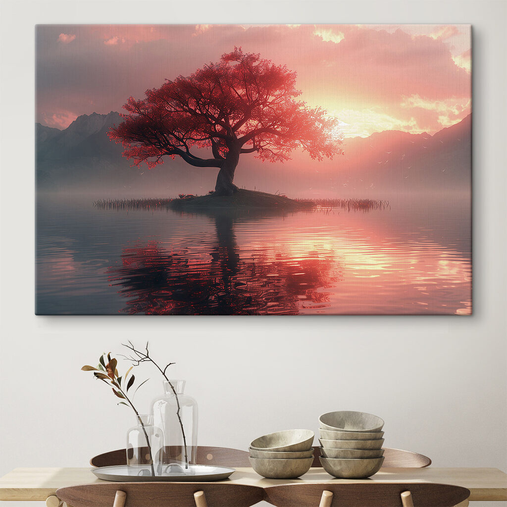 Tree on a small island in water