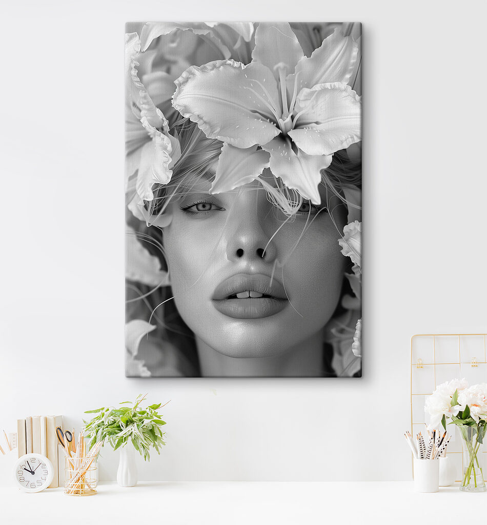 Woman with flowers on her head