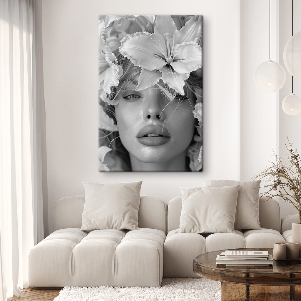 Woman with flowers on her head
