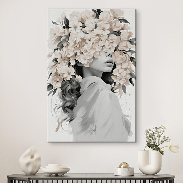 Cuadros Mujer con flores en la cabeza