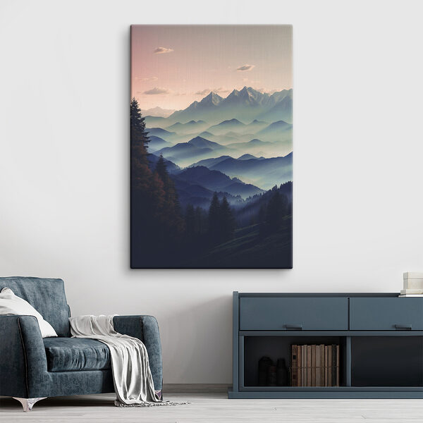 Cuadros Cordillera con árboles y nubes