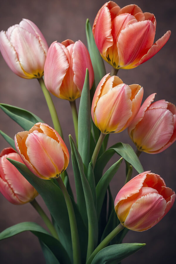 Group of pink and yellow tulips Group of pink and yellow tulips
