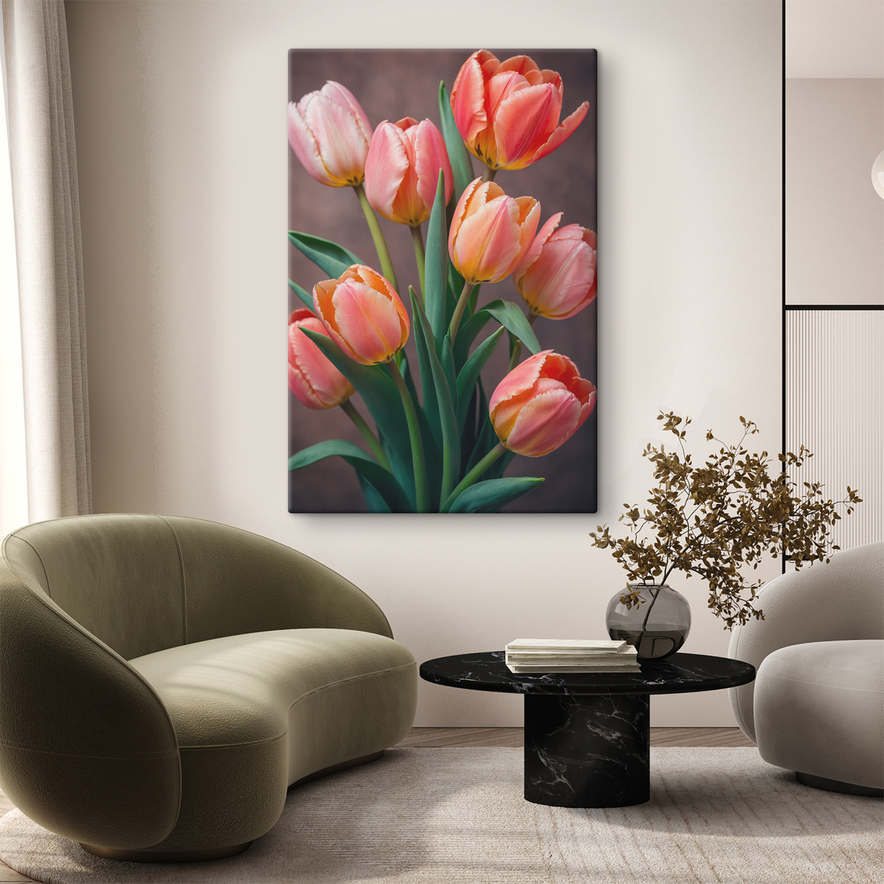 Group of pink and yellow tulips Group of pink and yellow tulips