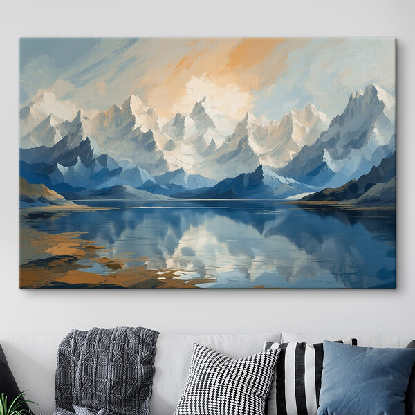 Cuadros Cuadros Lago con montañas y nubes (SKU: s40861)