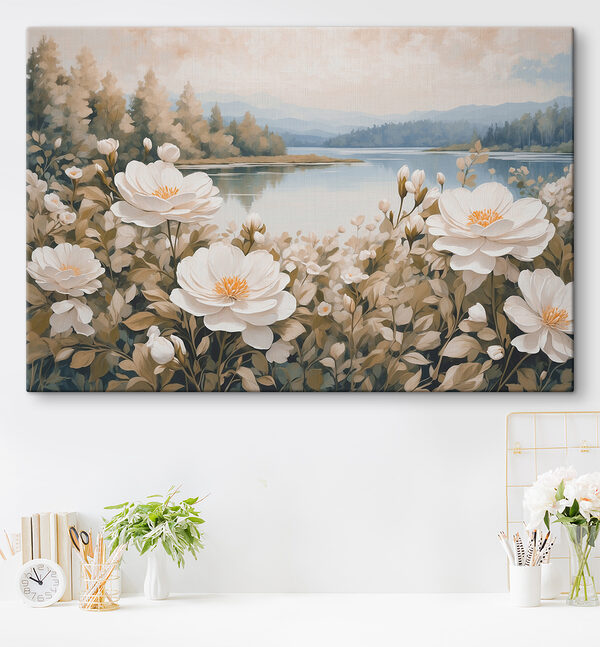 Cuadros Cuadro de flores junto a un lago (SKU: s40869) Cuadros Cuadros Cuadro de flores junto a un lago (SKU: s40869)