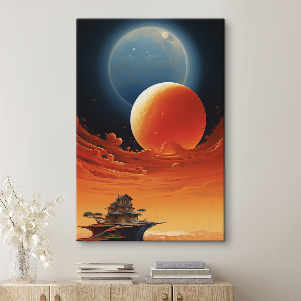House in the sky with planets House in the sky with planets
