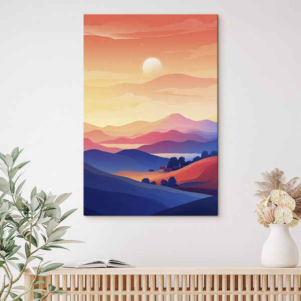 Landscape of mountains and a house Landscape of mountains and a house