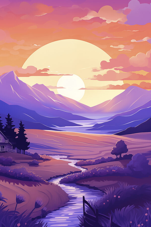 Landscape with a river and mountains Landscape with a river and mountains