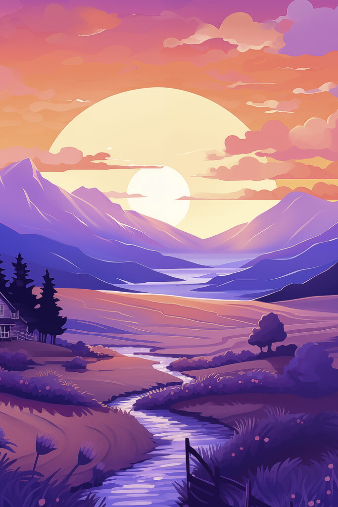 Landscape with a river and mountains Landscape with a river and mountains