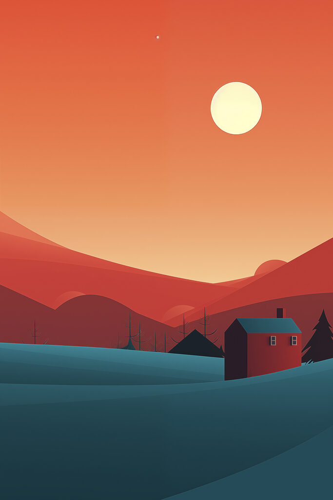House in a snowy field House in a snowy field