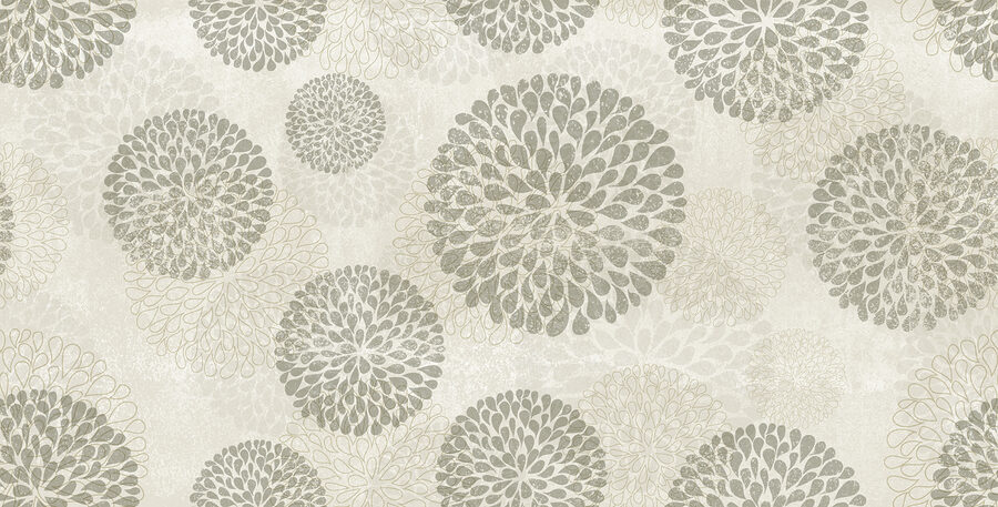 Motivo floral gris y blanco