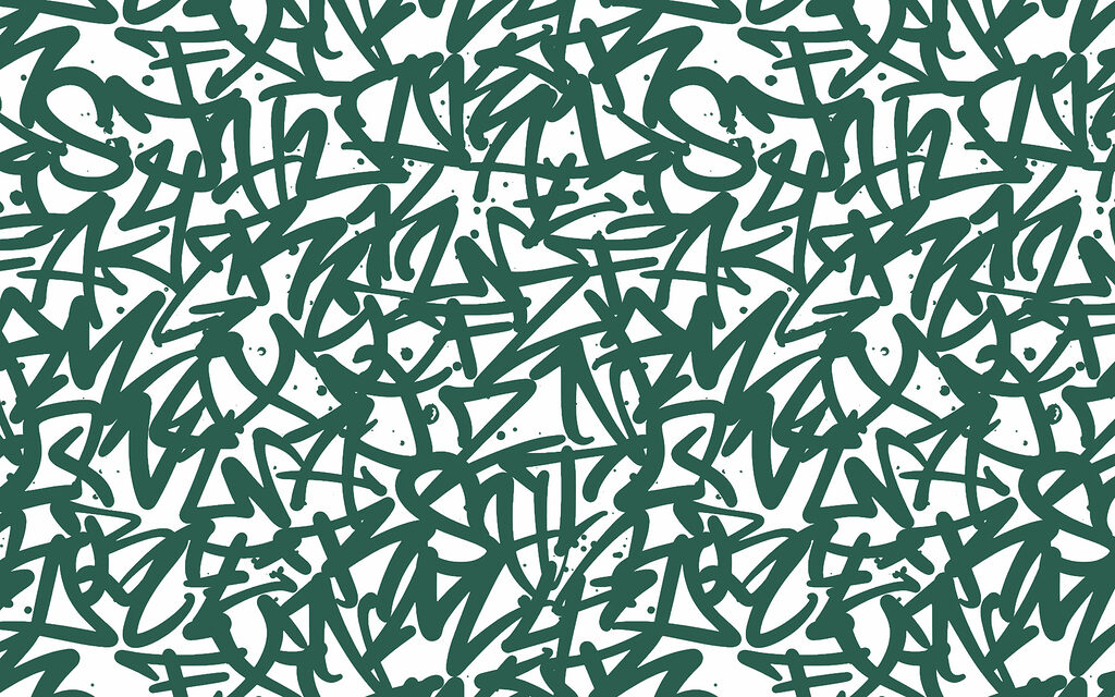 Pattern of green letters