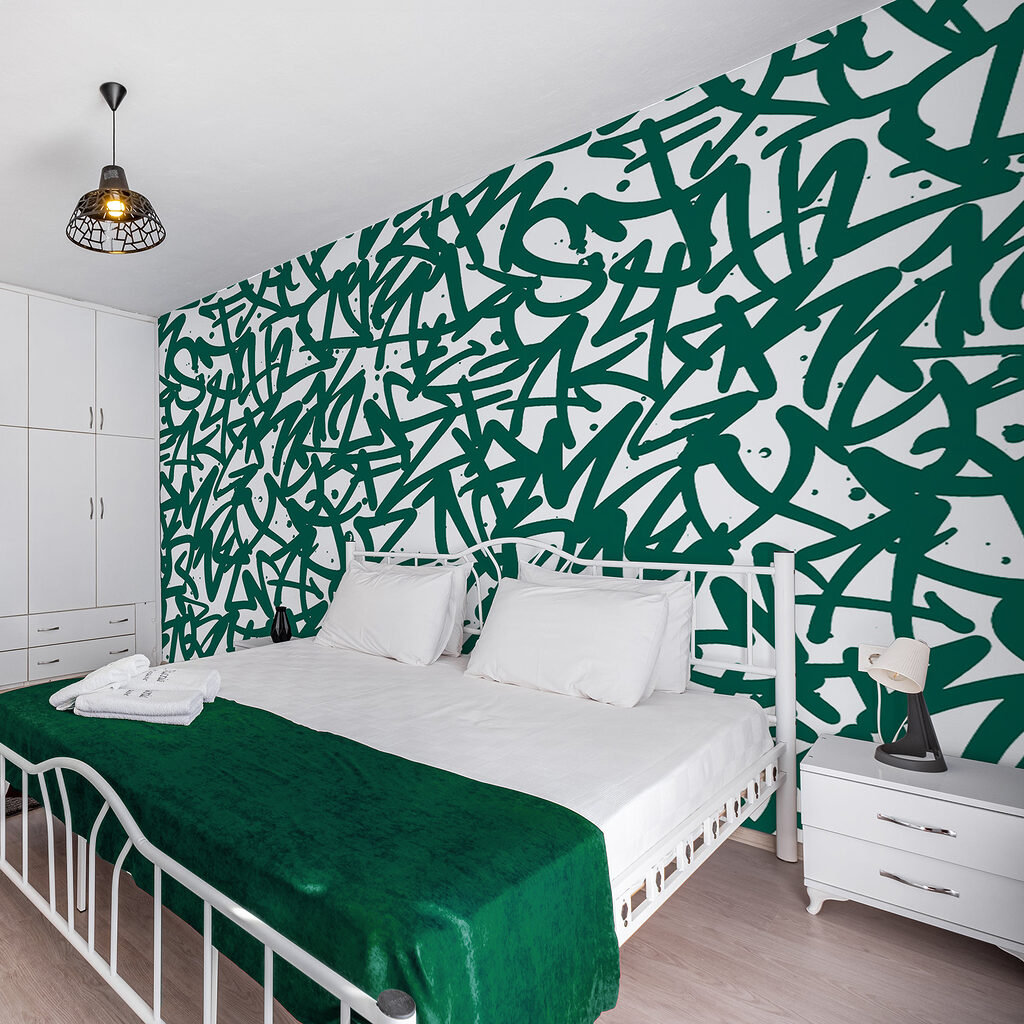 Pattern of green letters