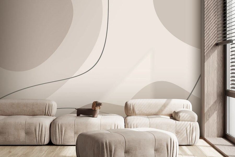 Fotomurales Fondo gris y blanco con líneas curvas - Imagen 2