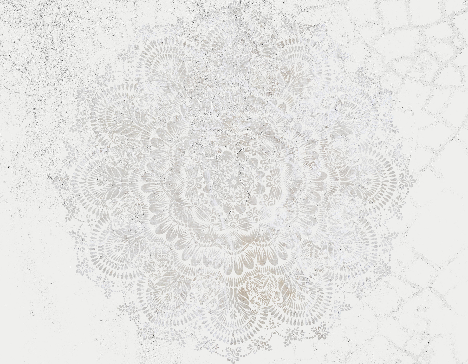 White circular pattern on a white surface