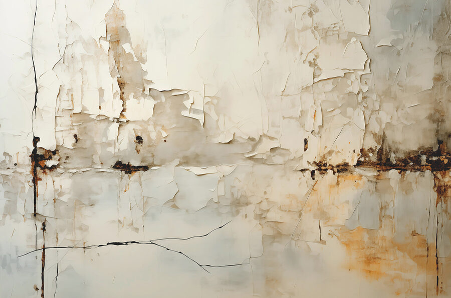 Pared blanca con pintura desconchada