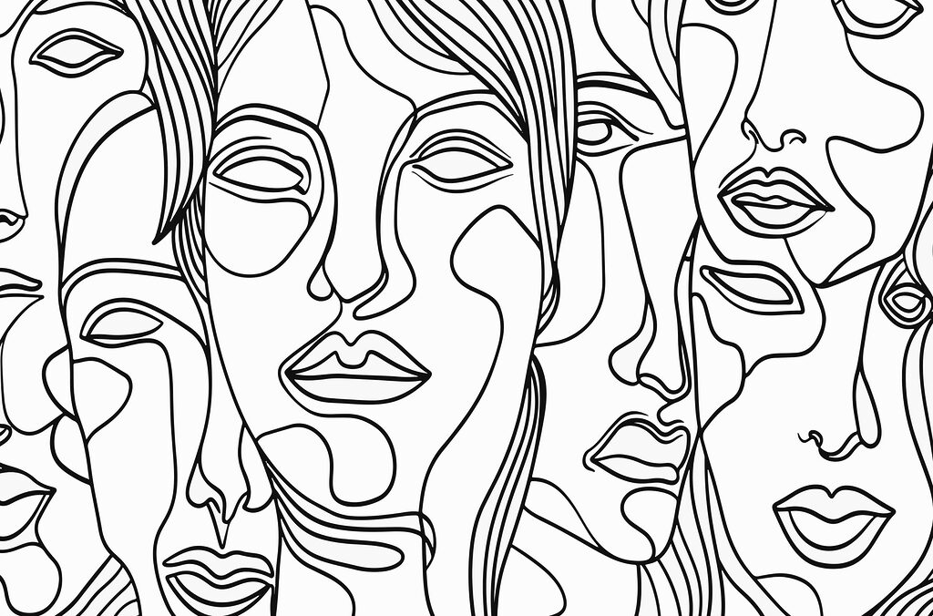 Dibujo de caras en blanco y negro Dibujo de caras en blanco y negro
