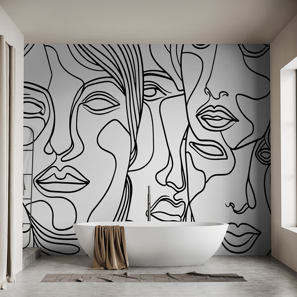 Dibujo de caras en blanco y negro Dibujo de caras en blanco y negro