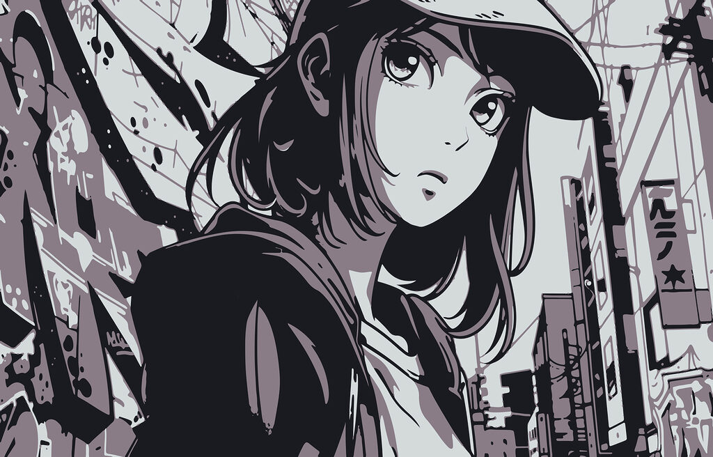 Cartoon of a woman wearing a hat