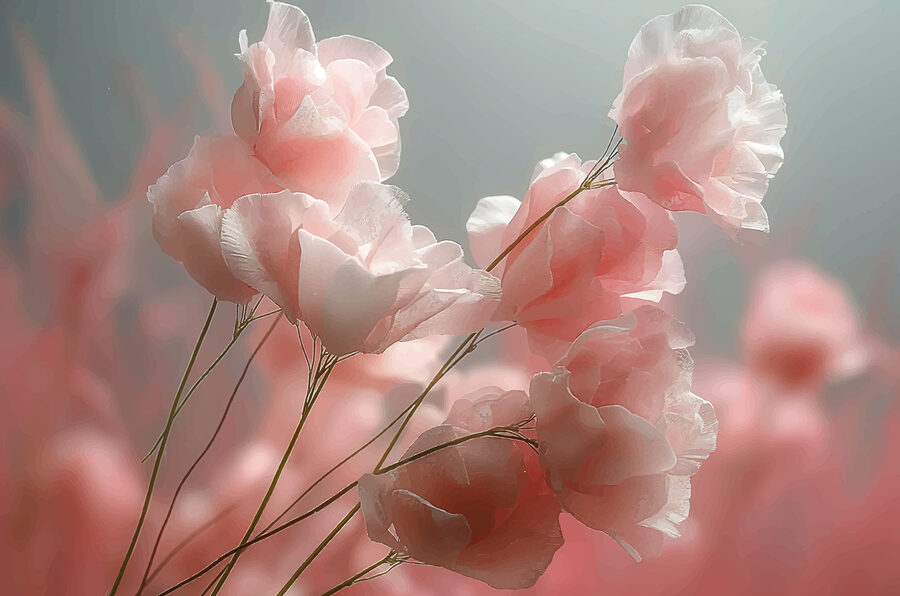 Grupo de flores rosas
