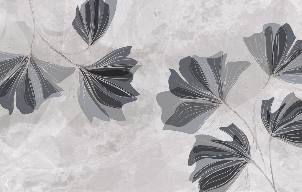 Diseño floral en gris y blanco Diseño floral en gris y blanco