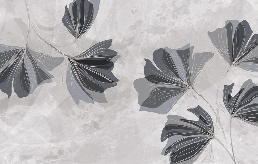 Diseño floral en gris y blanco