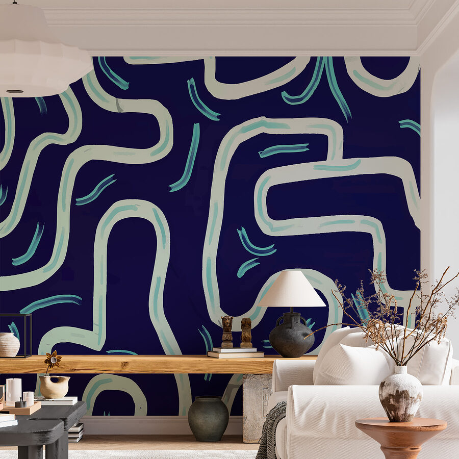 Estampado azul y blanco