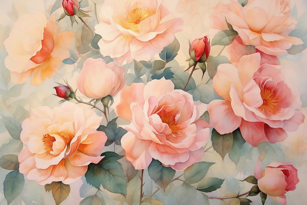 Pintura de flores en una pared Pintura de flores en una pared