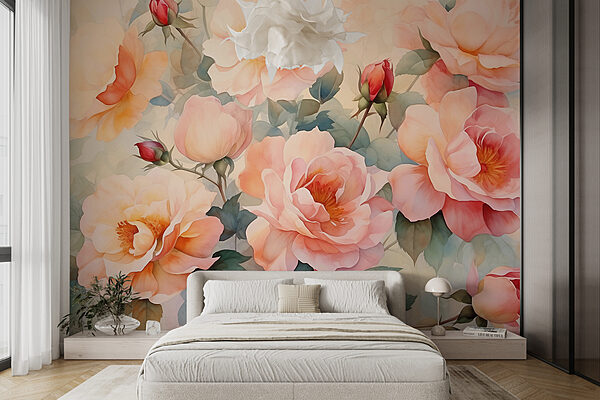 Pintura de flores en una pared Pintura de flores en una pared
