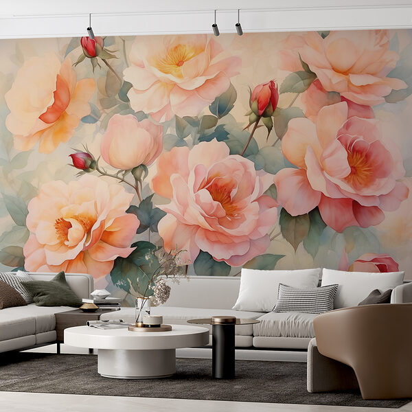 Pintura de flores en una pared Pintura de flores en una pared
