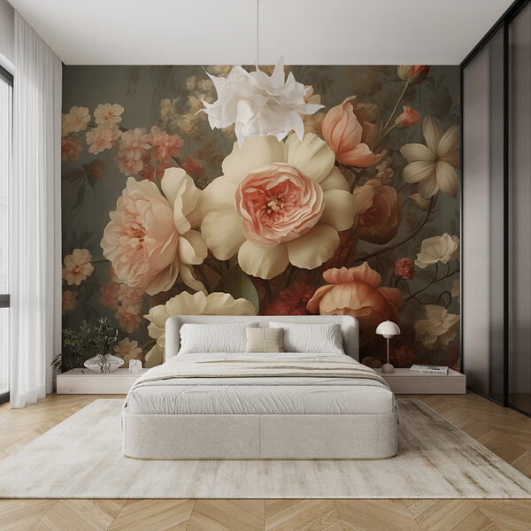 Pintura de flores en una pared Pintura de flores en una pared