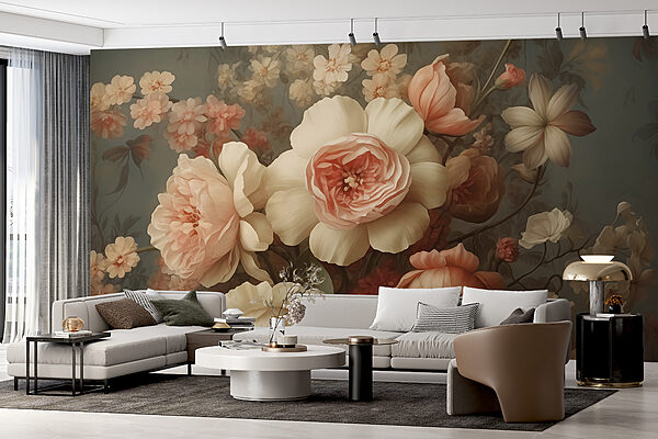 Pintura de flores en una pared Pintura de flores en una pared