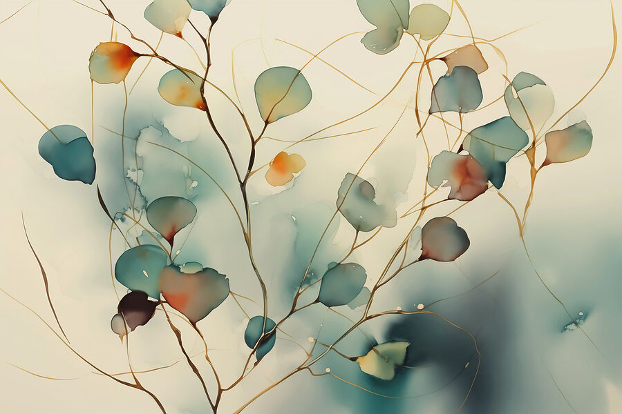 Fotomurales Pintura de una planta con hojas - Imagen 3