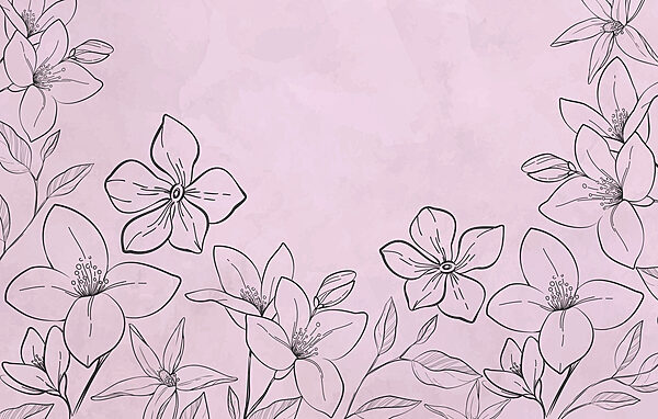 Dibujo de flores sobre fondo rosa Dibujo de flores sobre fondo rosa